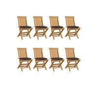 vidaXL Chaises de jardin 8 pièces avec coussins Bois de teck massif Taupe