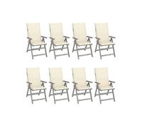 Tuinstoelen 8 st verstelbaar met kussens acaciahout grijs3075143