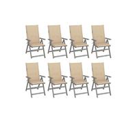 vidaXL Tuinstoelen 8 st verstelbaar met kussens acaciahout grijs3075144 Gris G