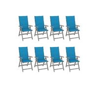 Tuinstoelen 8 st verstelbaar met kussens acaciahout grijs3075145