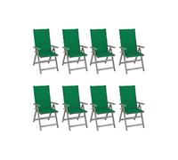 Lot de 8 Chaises Inclinables de Jardin avec Coussins Siège Gris Acacia vidaXL