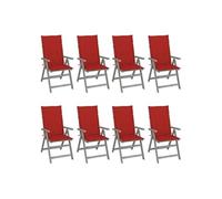 vidaXL Tuinstoelen 8 st verstelbaar met kussens acaciahout grijs3075147 Gris G