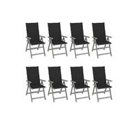 Tuinstoelen 8 st verstelbaar met kussens acaciahout grijs3075148