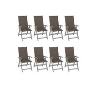 Tuinstoelen 8 st verstelbaar met kussens acaciahout grijs3075149