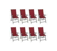 Tuinstoelen 8 st verstelbaar met kussens acaciahout grijs3075150