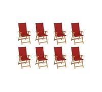 vidaXL Tuinstoelen 8 st verstelbaar met kussens massief teakhout3072547 G