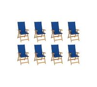 Tuinstoelen 8 st verstelbaar met kussens massief teakhout3072551