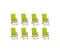 vidaXL Chaises inclinables de jardin avec coussins 8 pcs Teck solide