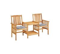 Vidaxl Chaises De Jardin Avec Table À Thé Et Coussins Acacia Solide