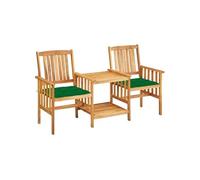 Acacia Solide Chaises de Jardin avec Table à Thé et Coussins Extérieur vidaXL