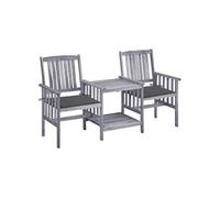 Acacia Solide Chaises de Jardin avec Table à Thé et Coussins Extérieur vidaXL