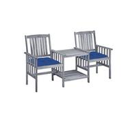 vidaXL Tuinstoelen met tafeltje en kussens massief acaciahout3061327 Gris G