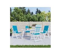 vidaXL Coussins de chaise de jardin à dossier haut lot de 4 bleu tissu 43184