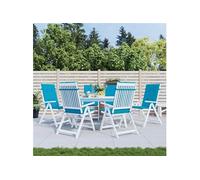 vidaXL Coussins de Chaise de Jardin à Dossier Haut Lot de 6, Coussin de Siège de Salon, Coussin de Meuble de Terrasse, Coussin d’Assise Extérieur, Bleu Tissu Bleu