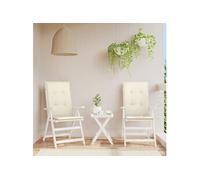Coussins de Chaise de Jardin à Dossier Haut Lot de 2, Coussin de Siège de Salon, Coussin de Meuble de Terrasse, Coussin d'Assise Extérieur, Crème