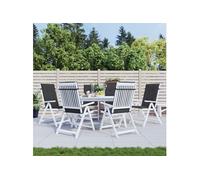 vidaXL Coussins de chaise de jardin à dossier haut lot de 6 noir tissu 314111