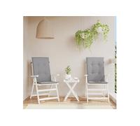 vidaXL Coussins de chaise de jardin à dossier haut 120x50x3 cm Gris Lot de 2