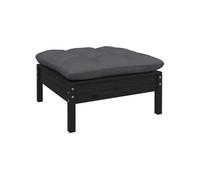 vidaXL Bois de Pin Repose-pied de Jardin avec Coussin Anthracite Tabouret de Patio Repose-pied de Terrasse Meuble d'Extérieur Noir