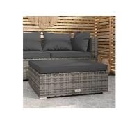 Tuinvoetenbank met kussen 70x70x30 cm poly rattan grijs317514