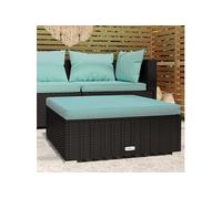 vidaXL Repose-pied de jardin et coussin Noir 70x70x30cm Résine tressée