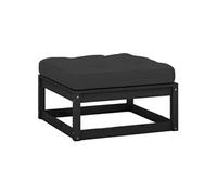 Vidaxl Repose-Pied De Jardin Avec Coussin Noir Bois De Pin Massif