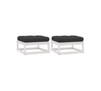 Vidaxl Repose-Pieds De Jardin Avec Coussins 2 Pcs Blanc Bois De Pin