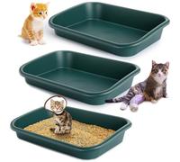 Tuioyoc Lot de 3 grands bacs à litière pour chat âgé, entrée basse, bac à litière ouvert pour chatons, grands chats âgés, malades, fragiles ou handicapés, 58,9 x 41,9 cm (L x l) (vert)