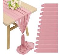 TUITA Chemin de Table en Mousseline de Soie Rose pour Mariage, 12 pièces, décor de Table en Gaze Pure, Vintage, pour dîner de noël, fête d'anniversaire