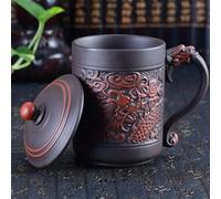 TUITA Tasses Antiques de Dragon et de phénix de 420ml, Tasse de thé en Argile Violette, Tasses de café et de thé PU-erh, Tasse de Bureau, Verres