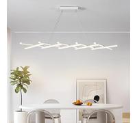 TUJJTU Lampe pendante linéaire dimmable Lampe pendante de cuisine moderne avec télécommande Hauteur réglable Lustre de table de salle à manger Éclairage d pour Pub (Blanc, 10 têtes)