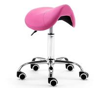 TUJOBA Tabouret Selle Tabouret Ergonomique de Selle de Bureau Dentaire, Chaise Roulante Réglable Pivotante avec Roues, PU Leather Salon Seat pour Tatouage/Beauté/Cils/Massage (Color : Rose Red)