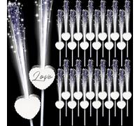 Tujoe 24 Pièces LED Baguettes Mariage Éclairs Lumineuses en Forme de Cœur avec 3 Modes d'Éclairage Longues Baguettes en Fibre Optique pour Sortie de Cérémonie, Proposition, Carnaval, Anniversaire