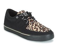 T.U.K. Vegan Creeper Sneaker - Chaussures pour Hommes et Femmes - Couleur Black Canvas and Leopard Print - Chaussures à Lacets en Cuir et Daim de Style Puck, Goth et Rocker - Taille 45