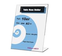 TUKA 10X Présentoirs de Table A3 Portrait, Acrylique 3mm d'épaisseur, Transparent L-Stand Inclinés Porte-Brochures Porte Menu Support de Présentation pour Bureau Réception Foires, TKD8200-A3-10x