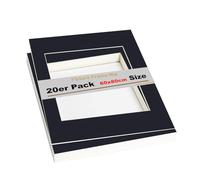 TUKA 20x Passe-Partout 60x80 cm, Ouverture 40x60 cm, Noir, 1 mm d'épaisseur Passepartout sans Acide Résistant au Vieillissement pour l'encadrement Photos Affiches Impressions d'art, TKD9100