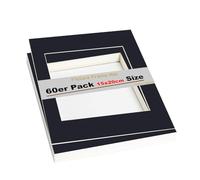 TUKA 60x Passe-Partout 15x20 cm, Ouverture 10x15 cm, Noir, 1 mm d'épaisseur Passepartout sans Acide Résistant au Vieillissement pour l'encadrement Photos Affiches Impressions d'art, TKD9100