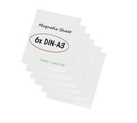 TUKA 6x A3 Feuille Magnétique pour la Découpe, Inscriptibles et Effaçable, Film Aimant Flexible Plaque magnétique, pour Tableau Blanc, Étiquette Magnétique, Affiche, Lot de 6 en Blanc, TKD9041