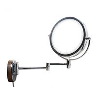 TUKA 8,5 Pouces LED Maquillage Miroir Mural 10X grossissant, Réel Métal Chromé, Double Visage Cosmétique Rasage Tournant Miroir Lumineux Extension Pliant, chromage, TKD3129-10x