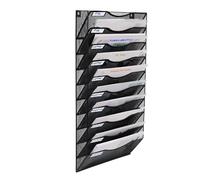 TUKA-i-AKUT 10 Niveaux Porte Revues Mural A4 Paysage, Maille Métal Support de Fichiers Suspendu avec Motif d'étiquette, Organisateur Suspendu Magazines Brochures Documents Lettres Noir TKD8660-10F