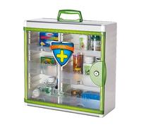 TUKA-i-AKUT 18L Armoire à Pharmacie Murale en Aluminium, 5 Compartiments 2 Clés, Verrouillable Sécurité Enfants, Armoire d'Apothicaire, Cadre Aluminium Armoire Premiers Secours, 35x32x17cm TKD6401-M