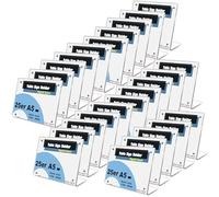 TUKA-i-AKUT 25X A5 Paysage Support de Table en Acrylique, Fermeture Magnétique, Support Publicitaire Incliné Forme L pour Brochures Photos Panneaux Carte menu, Transparent TKD8242-A5-25x