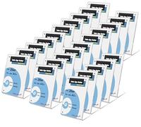 TUKA-i-AKUT 25X A5 Portrait Support de Table en Acrylique, Fermeture Magnétique, Support Publicitaire Incliné Forme L pour Brochures Photos Panneaux Carte menu, Transparent TKD8242-A5-25x