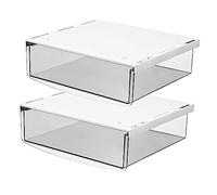 TUKA-i-AKUT 2X 1,7L Tiroirs Sous Bureau, 21x18x5,4cm Autocollant Boîte à Tiroirs Cachée, Organisateur Boîte pour Bureau/Meuble/Bibliothèque/Armoire de Cuisine, 2 Unités Transparent TKD8607