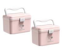 TUKA-i-AKUT 2X 4,8L Boîte à Médicaments, Portable à Deux Couches avec Poignée de Transport, Armoire à Pharmacie, Boîte de Premiers Secours, Boîte de Rangement pour Médicaments, TKD6402 Rose