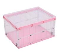 TUKA-i-AKUT 2x 55L Boîtes de Rangement Pliables et Empilables, avec Couvercle, Boîtes Empilables Stables avec Poignée, Organisateur de Conteneurs, Transparentes, TKD8640 Rose