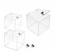 TUKA-i-AKUT 3er 30+25+20cm Vitrine Acrylique de Présentoir Verrouillable, avec Serrure et Couvercle Pliable, Cube Boîte Rangement pour Collections Musées Bijoux Cosmétiques Décorations, TKD8258-Set
