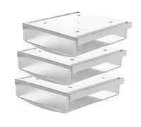 TUKA-i-AKUT 3X 3,5L Tiroirs Sous Bureau, 24x21x8cm Autocollant Boîte à Tiroirs Cachée Organisateur de Rangement pour Bureau/Meuble/Bibliothèque/Armoire de Cuisine, 3 Unités Givré Translucide TKD8606