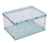 TUKA-i-AKUT 3x 55L Boîtes de Rangement Pliables et Empilables, avec Couvercle, Boîtes Empilables Stables avec Poignée, Organisateur de Conteneurs, Transparentes, TKD8640 Vert
