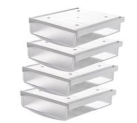 TUKA-i-AKUT 4X 1,7L Tiroirs Sous Bureau, 21x18x5,4cm Autocollant Boîte à Tiroirs Cachée Organisateur Rangement pour Bureau/Meuble/Bibliothèque/Armoire de Cuisine, 4 Unités Givré Translucide TKD8608