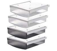 TUKA-i-AKUT 4X 1,7L Tiroirs Sous Bureau, 21x18x5,4cm Autocollant Boîte à Tiroirs Cachée Organisateur pour Bureau/Meuble/Bibliothèque/Armoire de Cuisine, 4 Unités Givré Translucide + Noir TKD8608